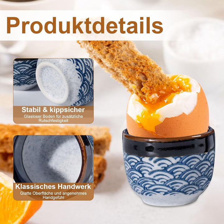 Eierbecher im 6er-Set, Hochwertige Keramik, Design Süsser Schneemann, Porzellan, Eierhalter Geschirr