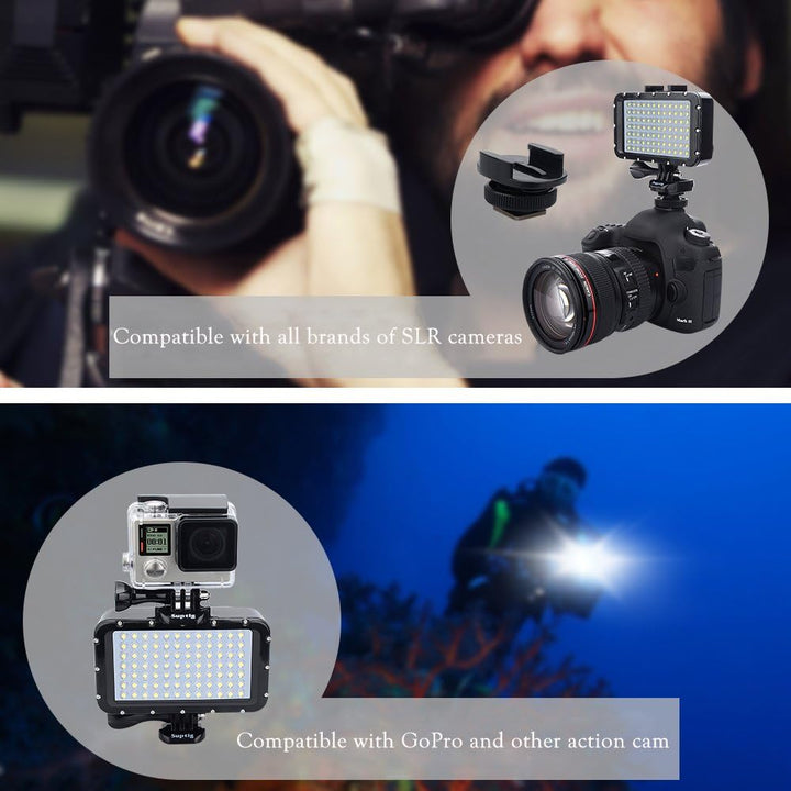Suptig Unterwasserlichter Tauchlicht 84 LED High Power Dimmbar Wasserdichtes LED-Videolicht Wasserdi