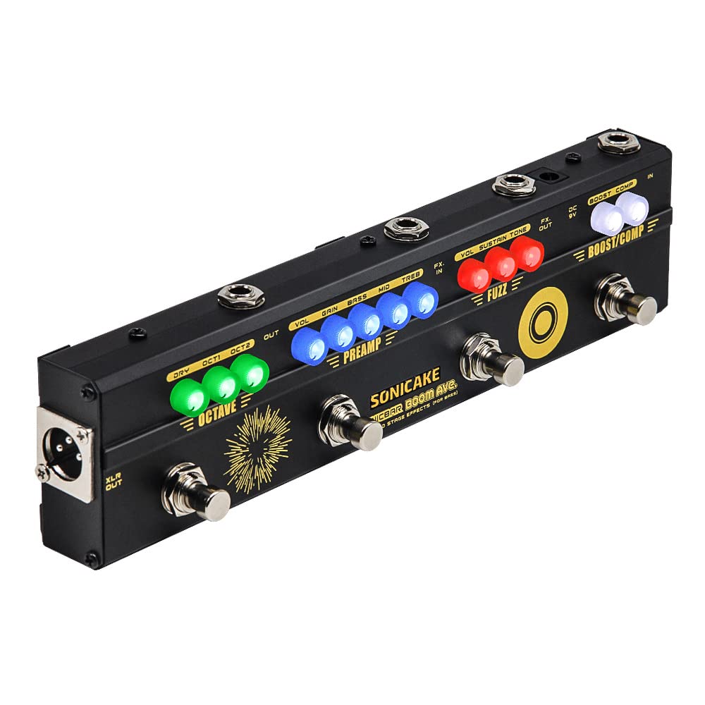 SONICAKE Multi Effektpedal Bass preamp Vorverstärker DI Box Multi Effektpedal mit Compressor Boost F