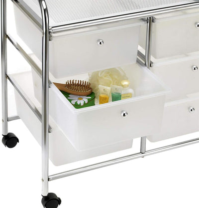 IDIMEX Badregal Rollwagen Rollcontainer GINA, mit 6 transparenten Schubladen und Metallgestell verch