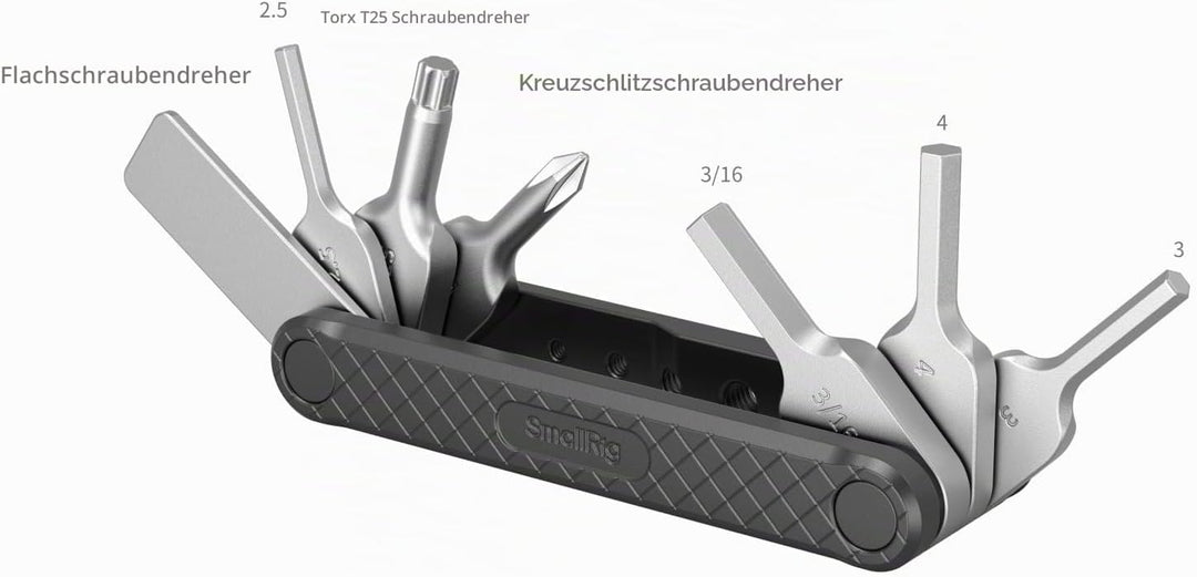 SMALLRIG Kamera Multitool Werkzeug mit Schraubendreher und Schraubenschlüssel, Folding Screwdriver T