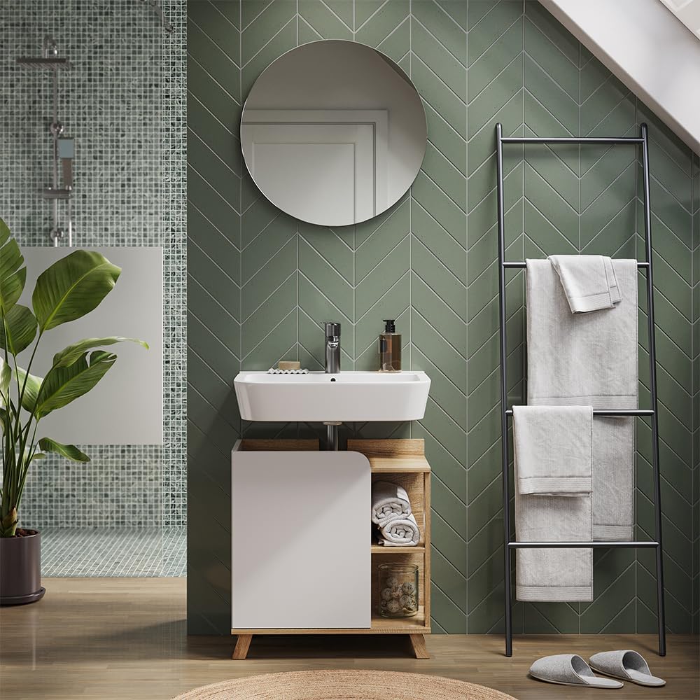 Vicco Badezimmerspiegel Karen, Sonoma, 60 x 60 cm Rund Badspiegel, Badspiegel