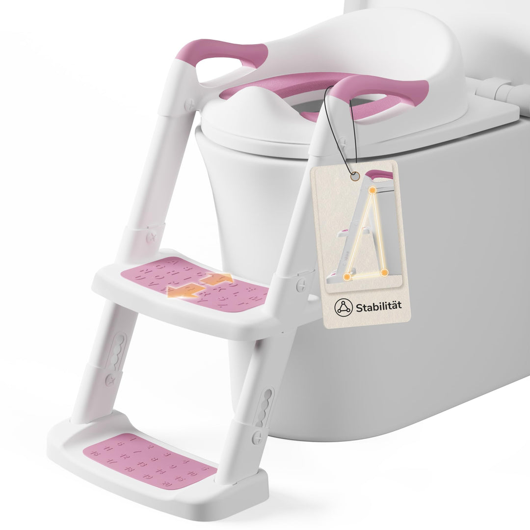 DEANIC Toilettensitz Kinder, Toilettentrainer mit Leiter &amp;PU Gepolstert, Faltbar Töpfchen für Kinder