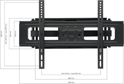 One For All TV-Wandhalterung, Schwenkbar 120° /Neigbar /Ausziehbare Fernseher Halterung, Curved 4K O