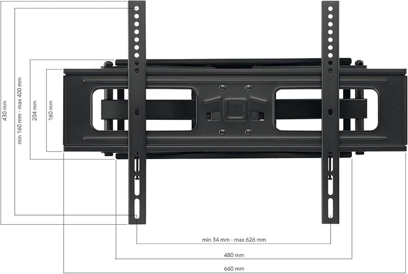 One For All TV-Wandhalterung, Schwenkbar 120° /Neigbar /Ausziehbare Fernseher Halterung, Curved 4K O