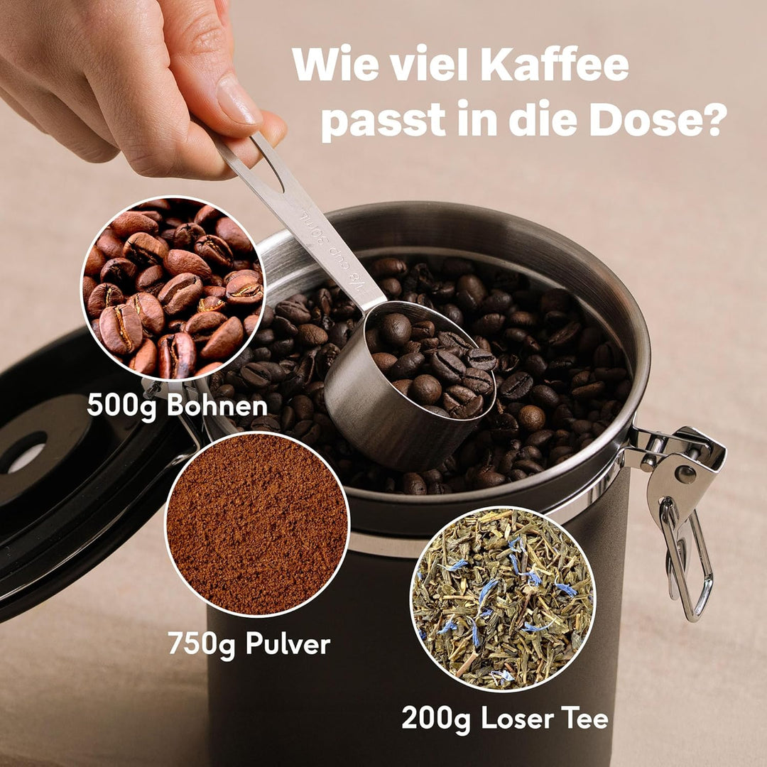 SILBERTHAL Handkaffeemühle manuell mit einstellbaren Mahlgraden & luftdichter Kaffeedose 500g aus Ed