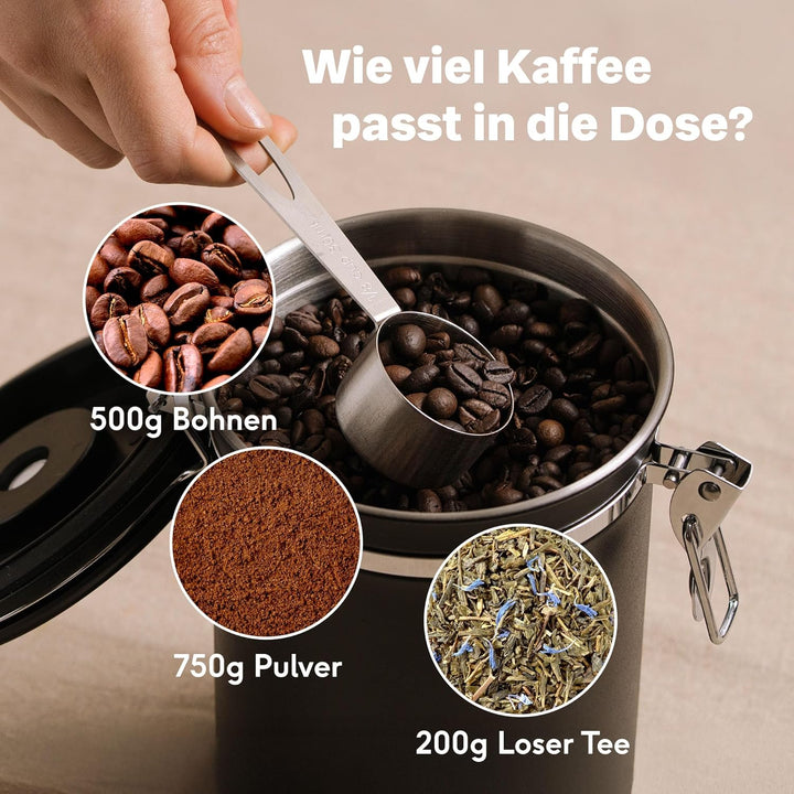 SILBERTHAL Handkaffeemühle manuell mit einstellbaren Mahlgraden & luftdichter Kaffeedose 500g aus Ed