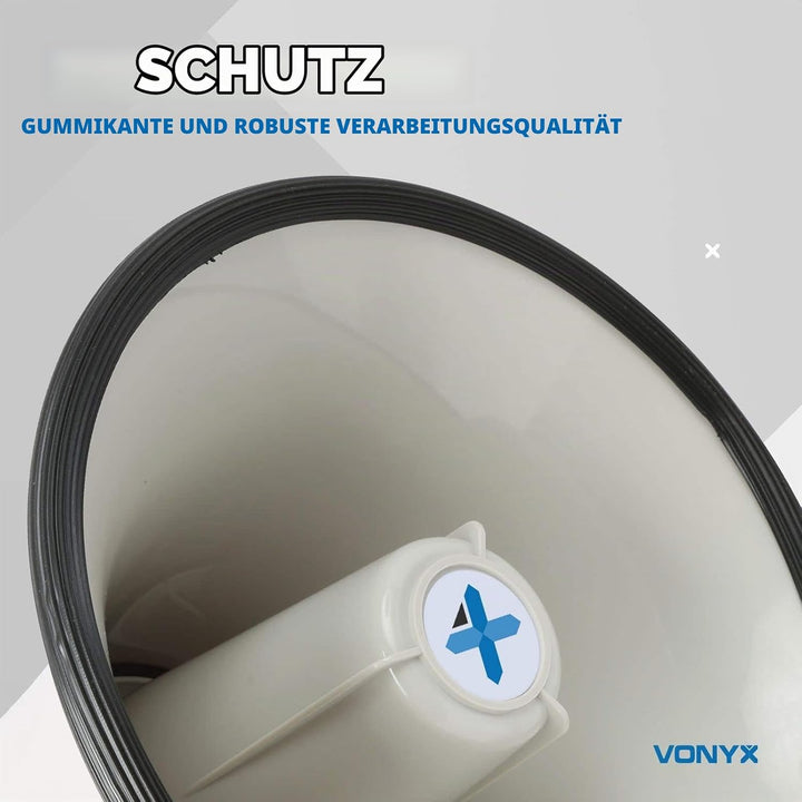 VONYX MEG040 Megafon mit Sirene und Aufnahmefunktion, 40 Watt lautes Megaphone, Party-Megafon, Sprac