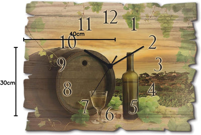 ARTLAND Wanduhr ohne Tickgeräusche aus Holz Quarz Uhr lautlos 40x30 cm Rechteckig Küche Landschaft N