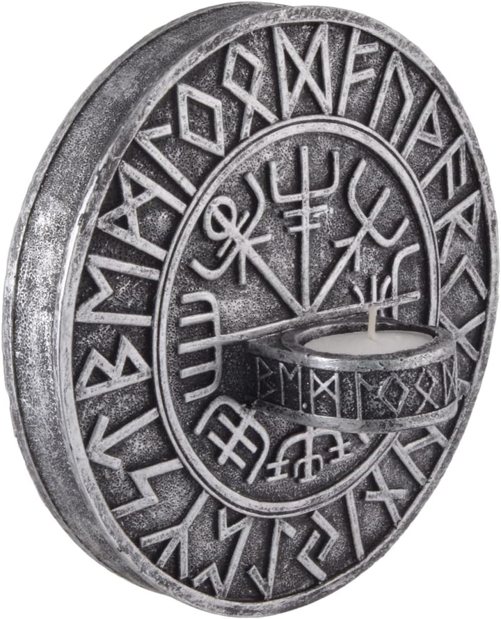 Nordischer Teelichthalter Wikingerkompass Vegvísir - an Wand anzubringen