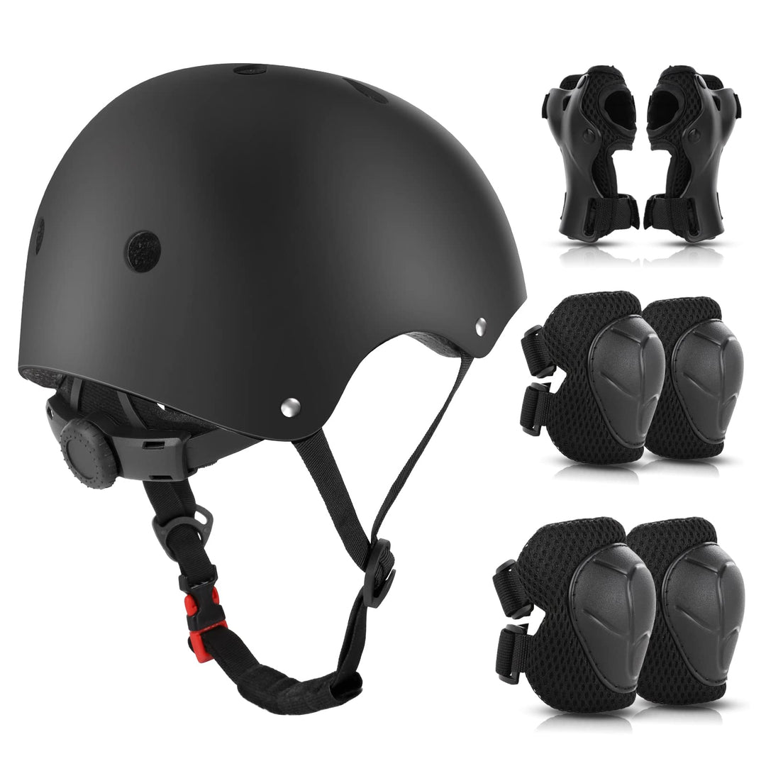 WayEee Knieschoner Kinder mit Helm, Schonerset Kinder 3-10 Jahre, Knieschützer Inliner Kinder Schutz