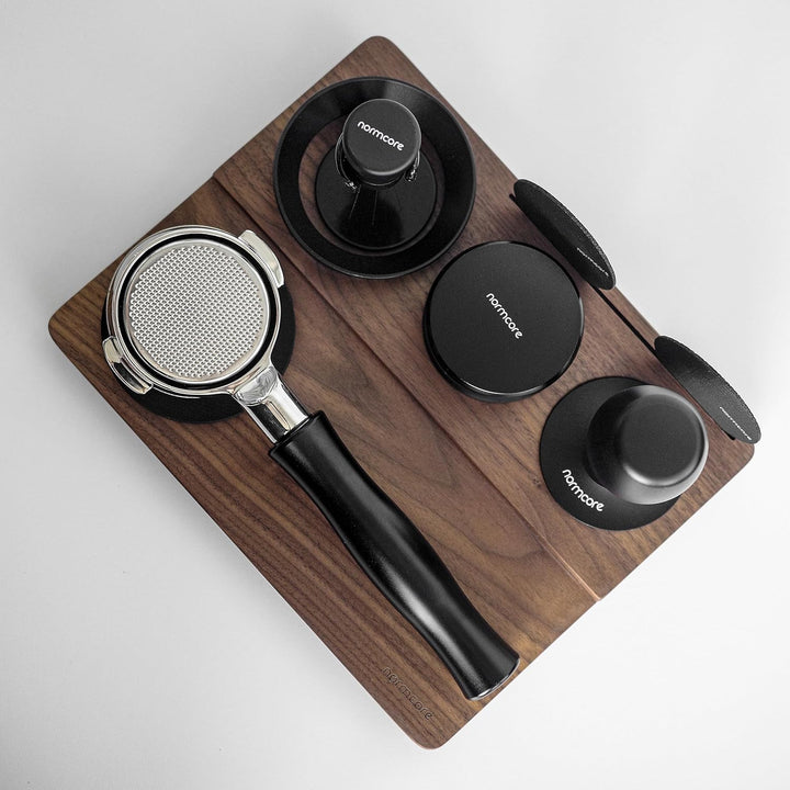 Normcore Tampermatte, Coffee Tamperstation 51mm 54mm 58mm für Barista aus Original Walnuss, Espresso