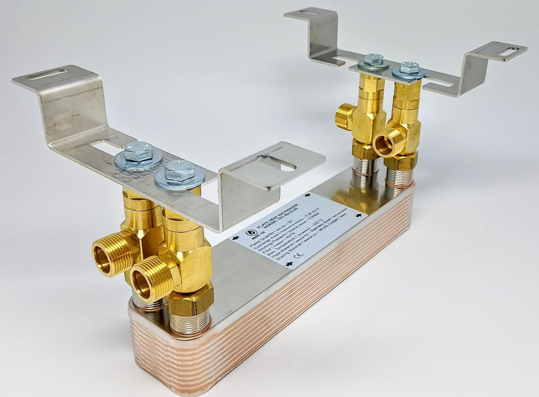Edelstahl Plattenwärmetauscher Wärmetauscher Nordic Tec Ba-23-20 20 Platten 90kW 3/4” mit Wandbefest