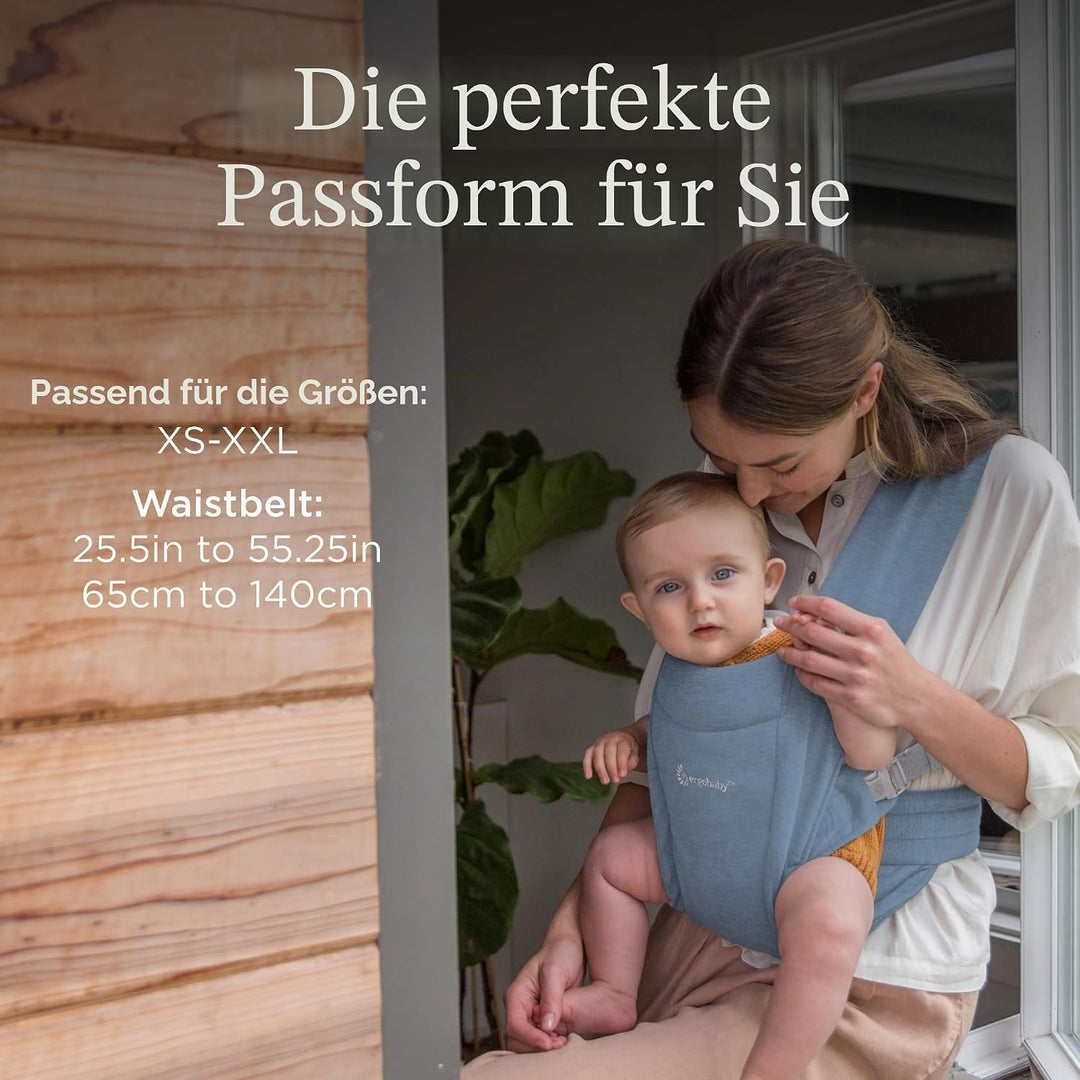 Ergobaby Embrace Babytrage für Neugeborene 3,2-11,3 kg, Oxford Blue blau, oxfordblau Ponte Knit, bla