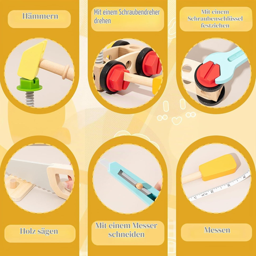 Werkzeugkoffer Kinder Spielzeug Werkzeug Kinder Holz Holzbaukasten Kinderwerkzeug Lernspielzeug Werk