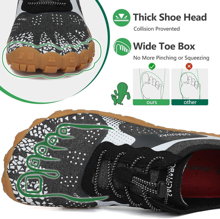 SAGUARO Unisex Barfussschuhe Outdoor Zehenschuhe Traillaufschuhe 39 EU Temperament Schwarzweiss, 39