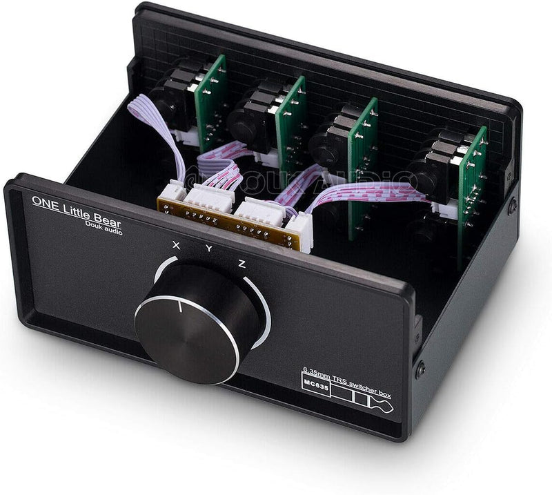 Douk Audio Mini 3-Way Tragbar Mono/Stereo 6.35mm TRS Audio-Umschalter Switcher Box Kopfhörer Splitte