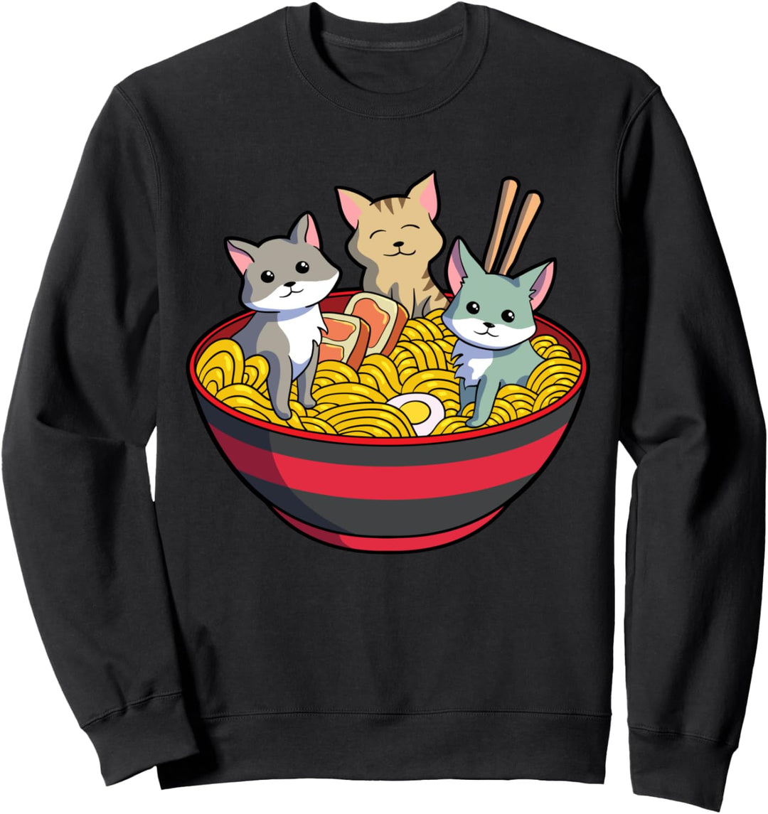 Ramen Cat Kawaii Anime Neko Otaku Cats Japanische Nudeln Sweatshirt
