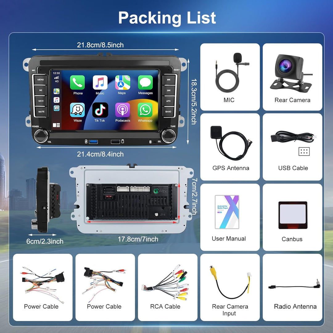 Podofo 2-DIN Autoradio für VW Altea Golf 5 6 Toledo Leon Passat Jatta Caddy Skoda Touran mit IOS Car