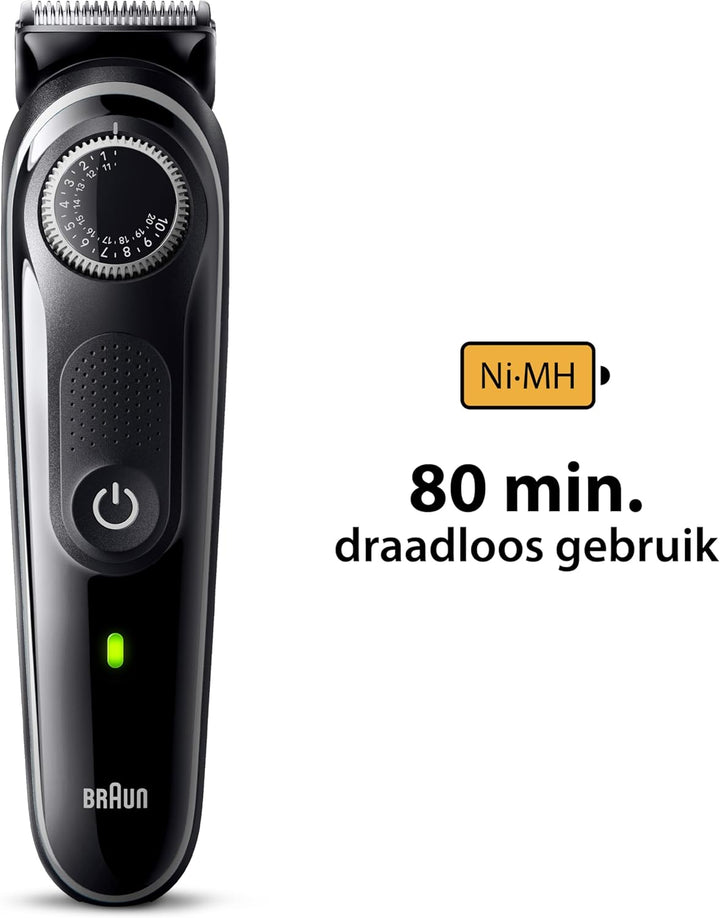 Braun Barttrimmer, Trimmer/Haarschneider Herren, Haarschneidemaschine mit ultrascharfer Klinge, 40 L