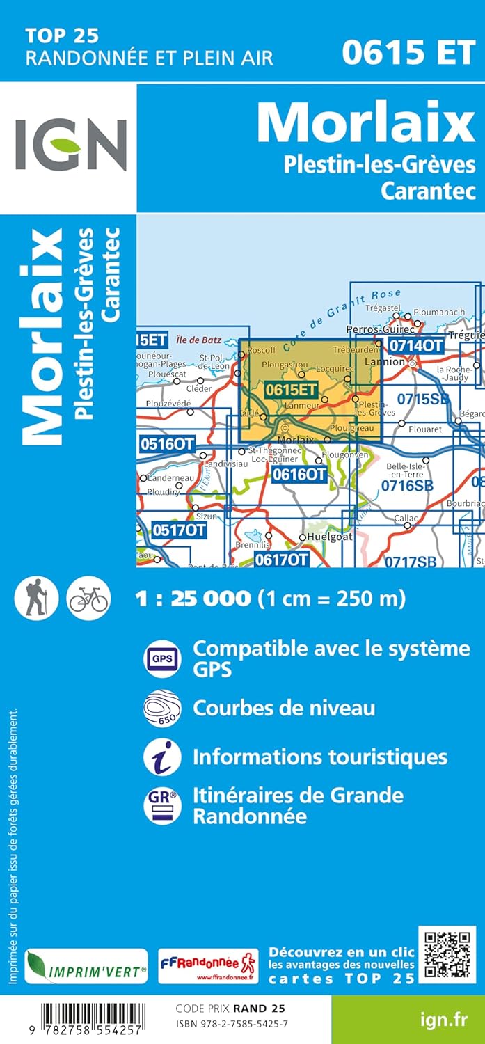 0615ET Morlaix Plestin-les-Grèves: 1:25000 (TOP 25), Karte