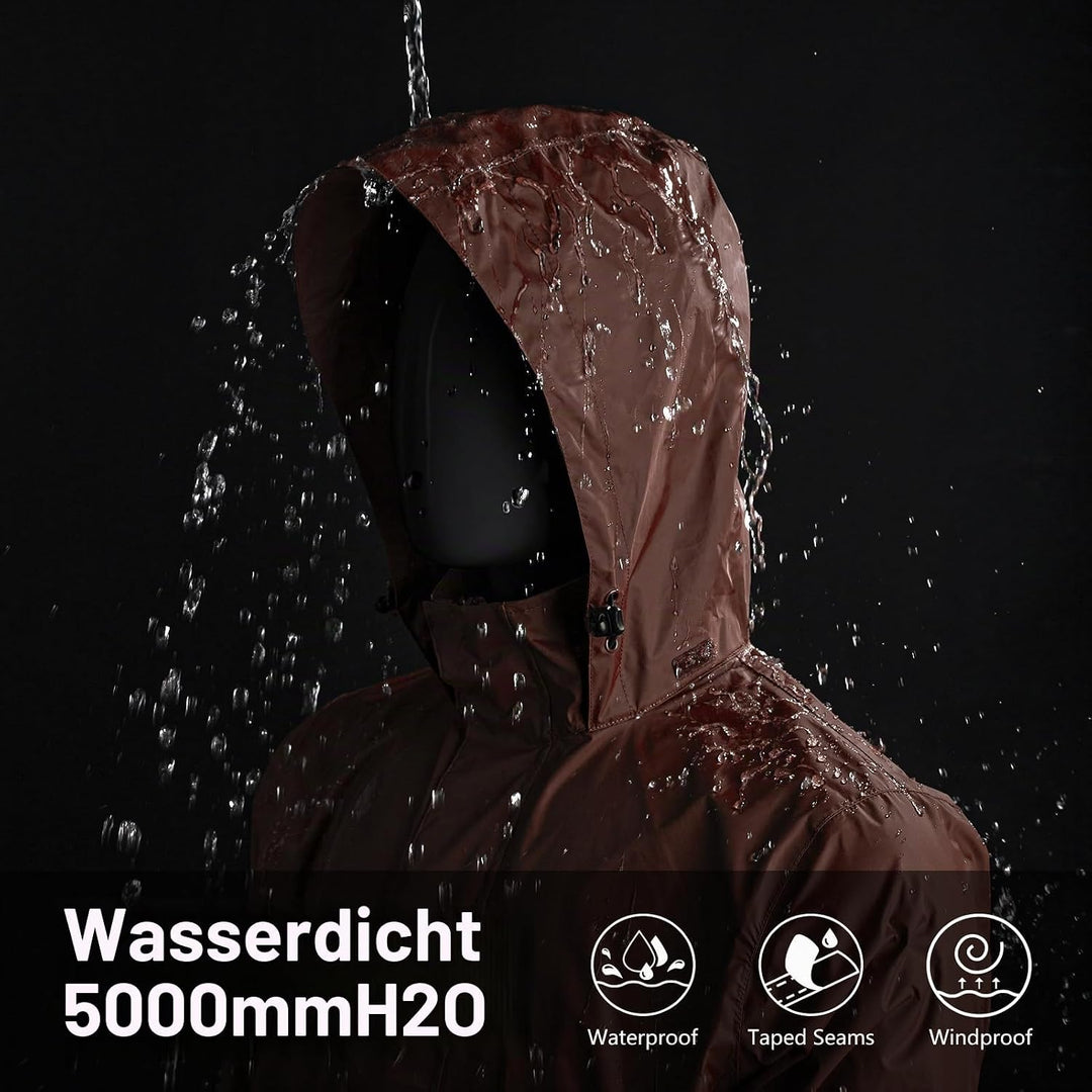 33,000ft Regenjacke Herren Leicht Wasserdicht Faltbare Regenmantel Fahrrad | Atmungsaktiv Outdoorjac