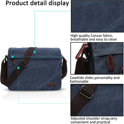 FANDARE New Umhängetasche Herren 9.7-Zoll-Laptop Studenten Reisen Postbote Crossbody Bag Grosse Kapa