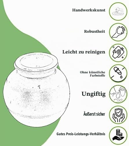 Village Decor Handgefertigter Wassertopf aus Erdton mit Zubehör (Fassungsvermögen = 4000 ml) Capacit