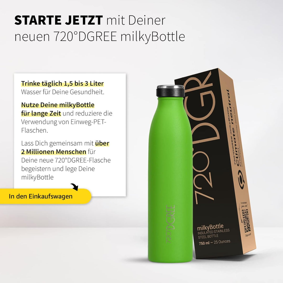 720°DGREE Edelstahl Trinkflasche “milkyBottle” - 350ml - Perfekt für Kinder, BPA-Frei, Auslaufsicher