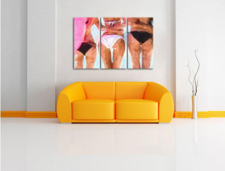 Pixxprint Sexy Girls im Bikini als Leinwandbild/Grösse: 3 Teilig (120x80) cm/Wandbild/Kunstdruck/fer