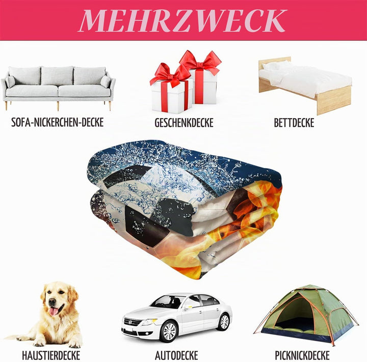 YISUMEI Decke 125x200 cm Kuscheldecken Sanft Flanell Weich Fleecedecke BettüberwurfSport-Serie Socce