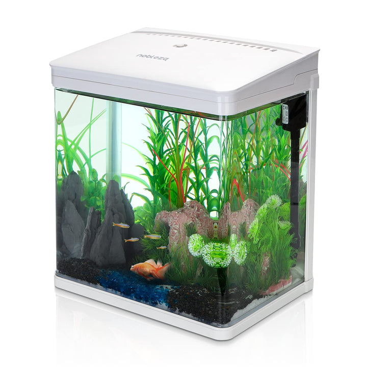 Nobleza - Nano-Fischtank-Aquarium mit LED-Leuchten & Filtersystem, tropischeAquarien, 14 Liter, Weis