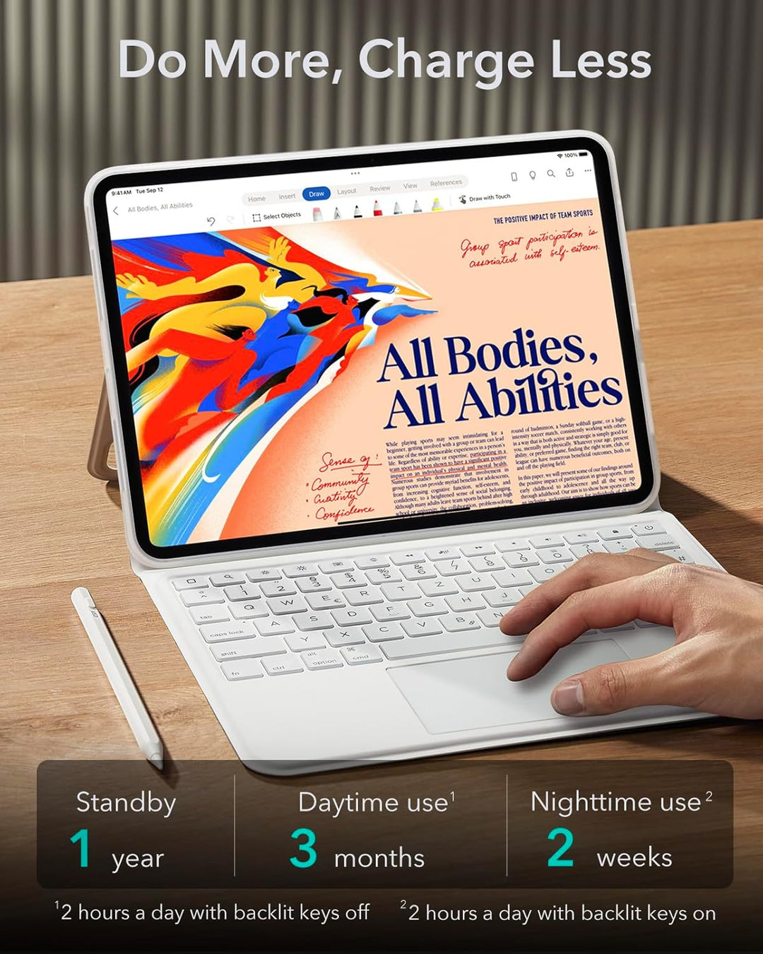ESR für iPad Pro 11 Zoll (M5/M4, 2025/2024), Tastatur Hülle mit Trackpad, magnetisch abnehmbare Tast