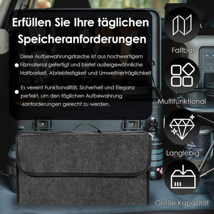Auto Organizer Toolbag, Kofferraumtasche Toolbag, Kofferraum Organizer aus Filz mit Klett Fixierung,