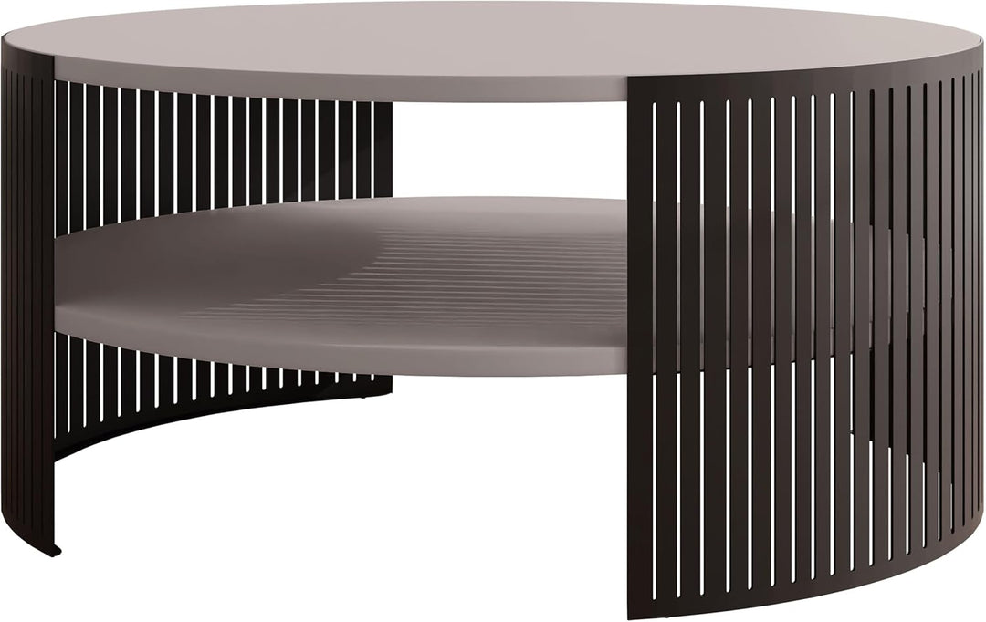 Mirjan24 Couchtisch mit Ablage Fahugin, Runde Form, Beine aus Metall, Kaffeetisch, Wohnzimmertische,