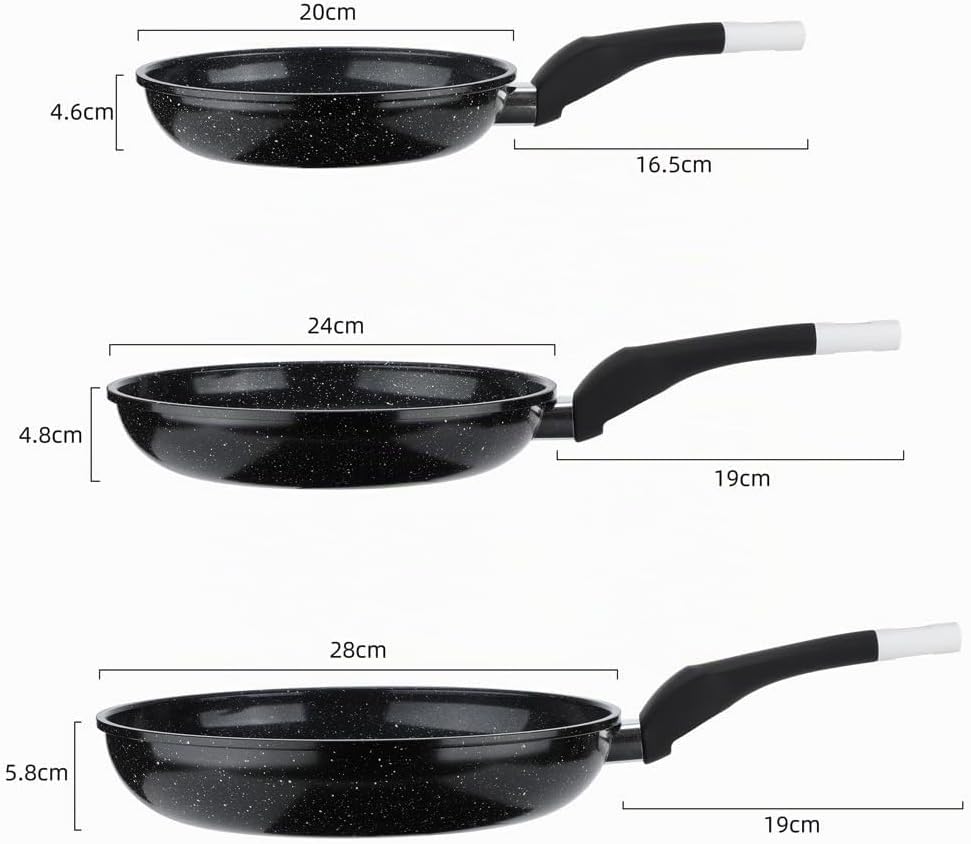 EliteHoff Pfannenset Induktion 3-teilig (20/24/28 cm), Induktionspfannen-Set, Aluminiumguss mit Anti