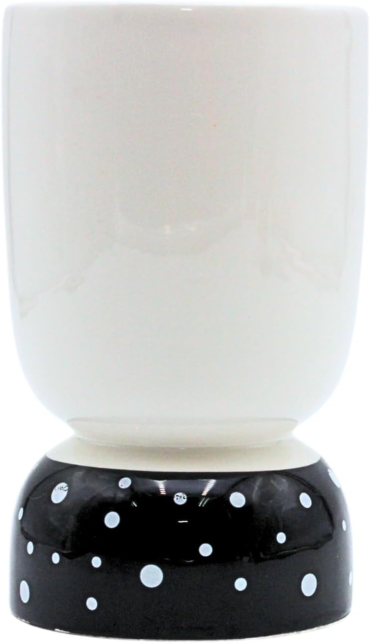 Keramik Vase mit Gesicht und Goldener Brille, Blumenvase, schwarz-weiss, Grösse: H/Ø ca. 14,5 x 8 cm