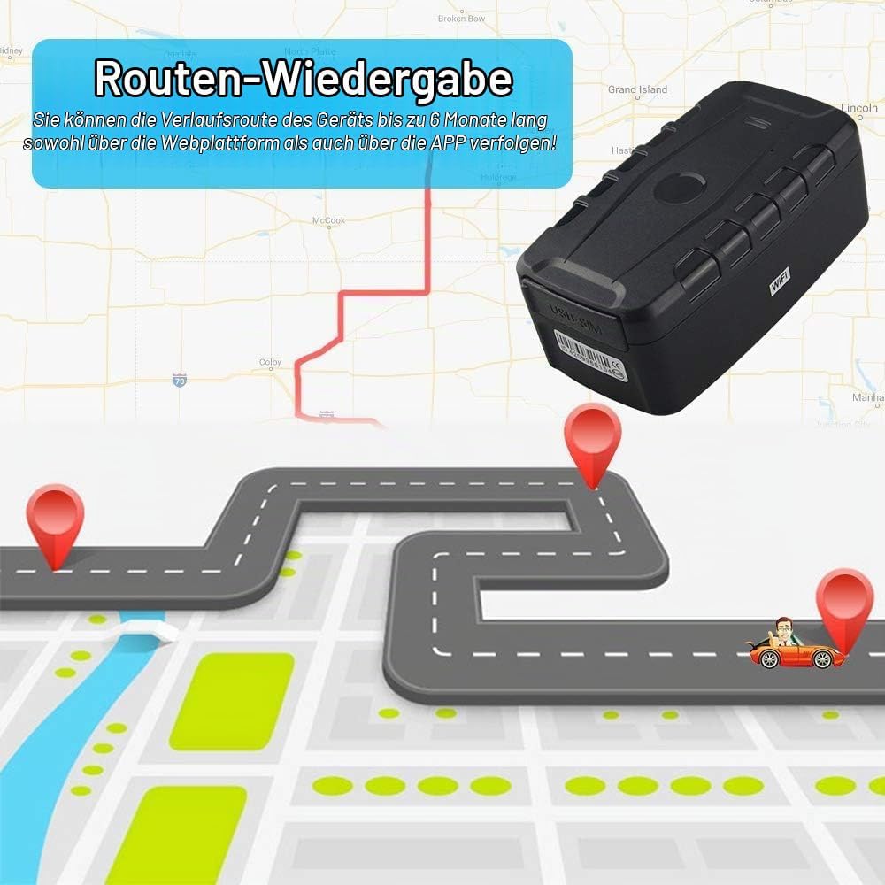 Winnes 4G GPS Tracker Auto ohne ABO, Echtzeit Ortung, Geo-Fence &amp; Alarm (Vibration, Bewegung, Geschw