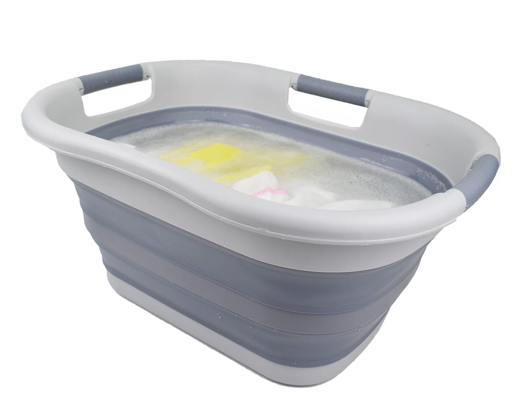 SAMMART 30L zusammenklappbarer Wäschekorb aus Kunststoff – faltbarer Pop-Up-Aufbewahrungsbehälter/Or