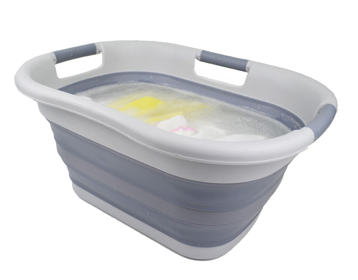 SAMMART 30L zusammenklappbarer Wäschekorb aus Kunststoff – faltbarer Pop-Up-Aufbewahrungsbehälter/Or