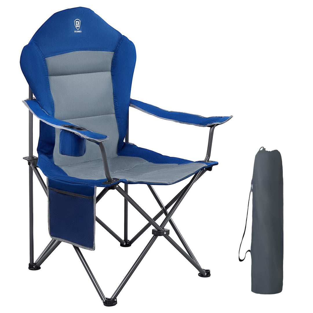 EVER ADVANCED Luxus Campingstuhl Faltbar 150 KG Belastbar Ultragross mit Hochlehner Bequem Gepolster