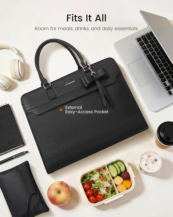 LOVEVOOK Arbeitstasche Damen mit Isolierted Kühlfach, 15,6 Zoll Laptoptasche PU Leder Handtasche, Gr