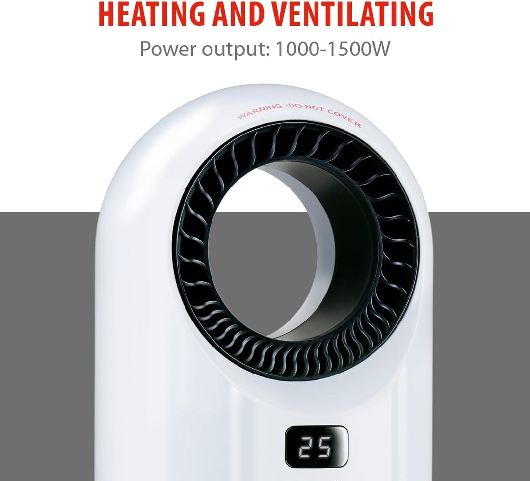 alpina Elektrischer Heizlüfter und Ventilator 1500W – Keramik Heizkörper mit Timer und Fernbedienung