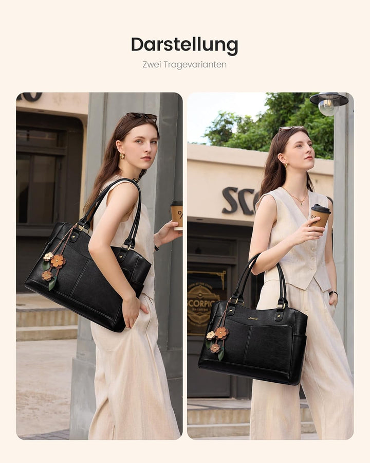 LOVEVOOK Laptoptasche Damen 15,6 Zoll, Arbeitstasche Shopper Tasche Handtasche Gross, Elegant Lehrer