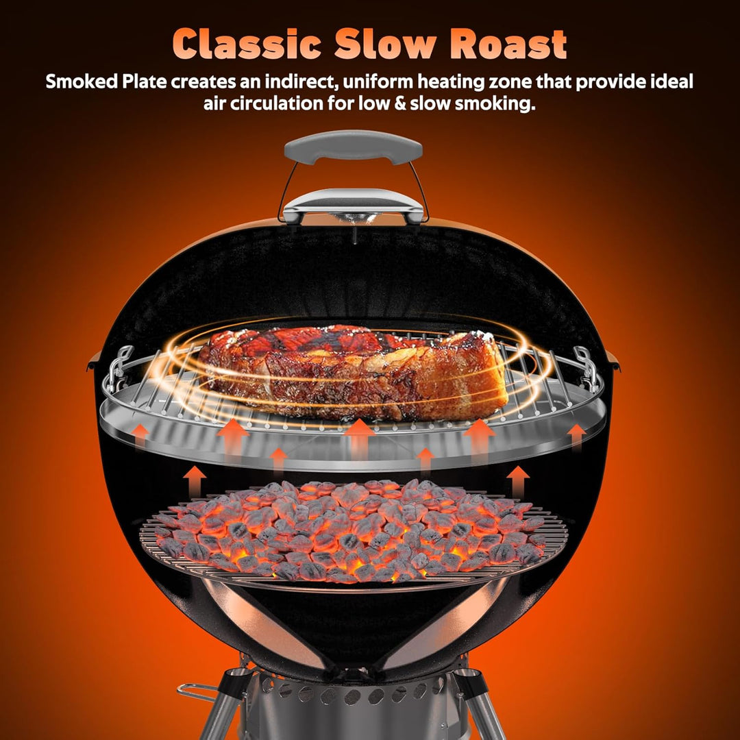 onlyfire Grillrost Edelstahl Doppel für Weber 57cm Kettle Holzkohlegrill, Grillrost Rund mit Rauchfu