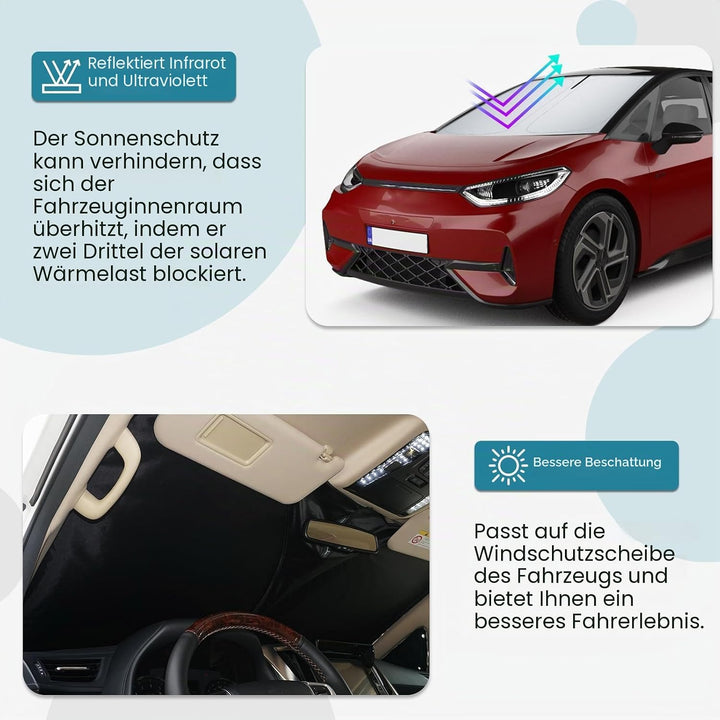 [Upgrade] CDEFG Kompatibel mit VW ID.3 ID3 2020-2025 2026 Sonnenschutz Abdeckungen Frontscheibe Sonn
