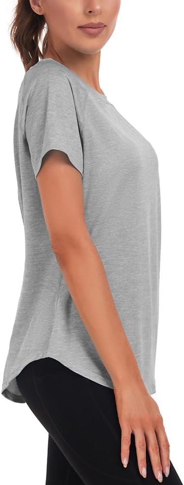 Jlowesun Sportshirt Damen Kurzarm, Leichtes Atmungsaktiv Funktions Back Mesh Sport Oberteile Damen,