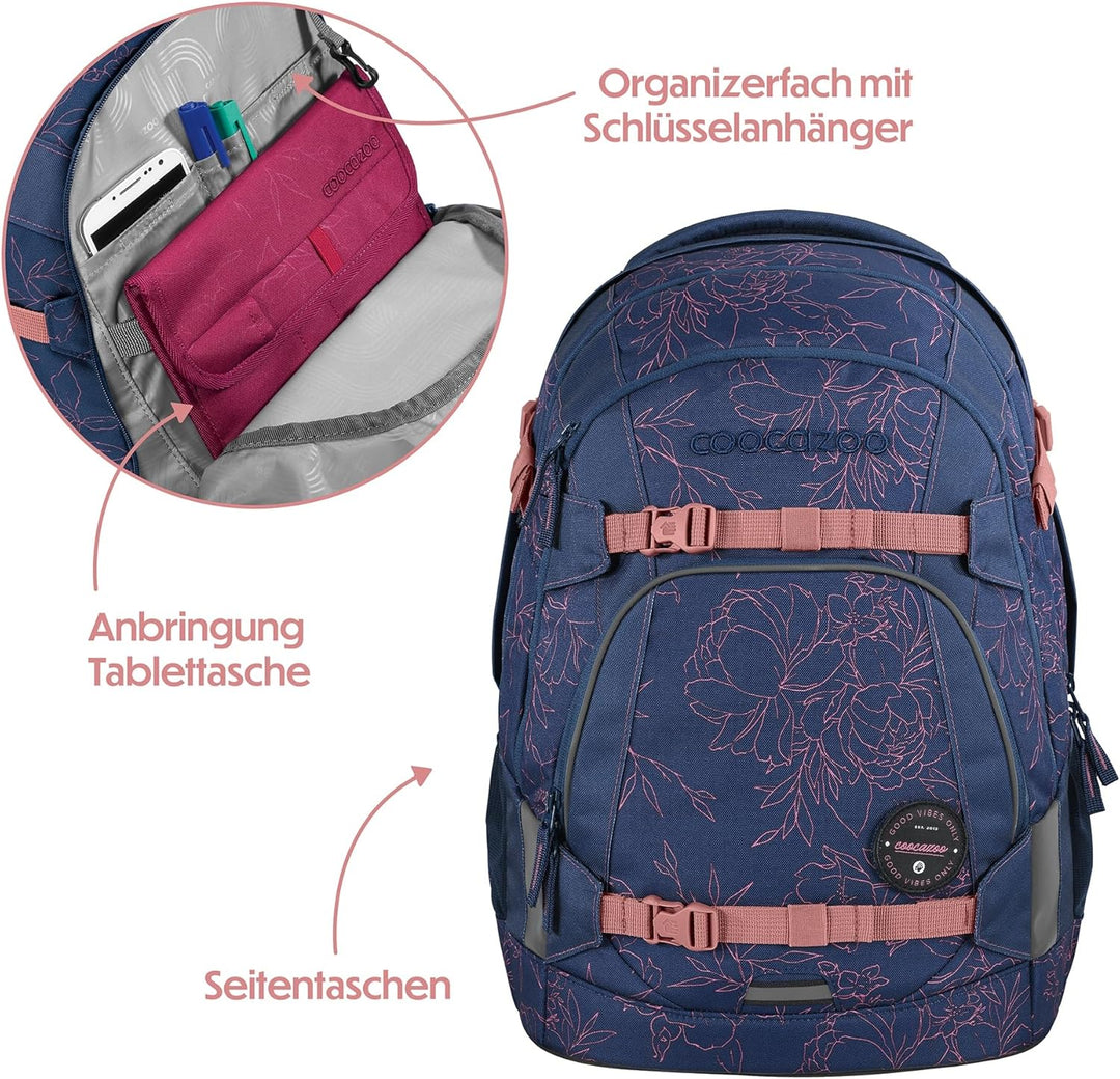 coocazoo Schulrucksack Mate, Sweet Rose, lila-rosa, ergonomischer & anpassbarer Tornister, höhen- &