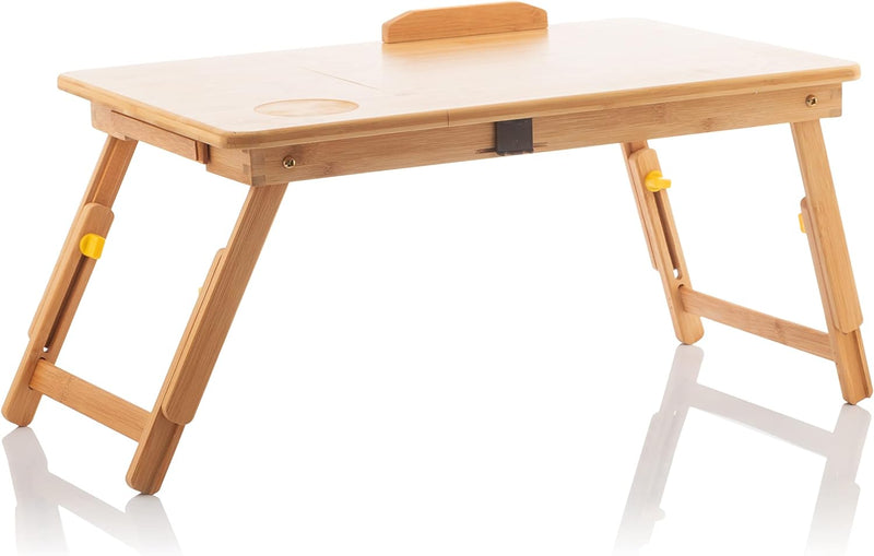 InnovaGoods Lapwood Klappbarer Beistelltisch aus Bambus, Holz, 53,5 x 21-27 x 34 cm. Medidas aprox.