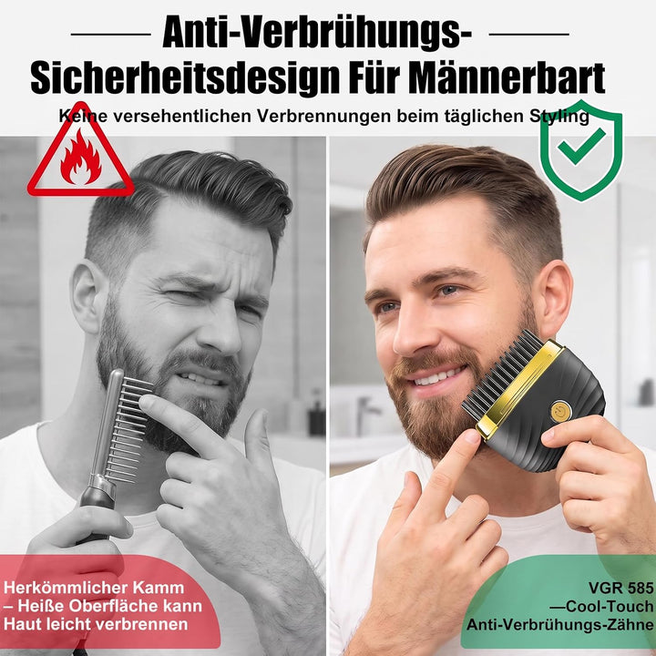 VGR 585 Kabellose Glättungsbürste Mini Mit 2 Temperaturstufen USB-Aufladung | Haarglätter Bürste Mit